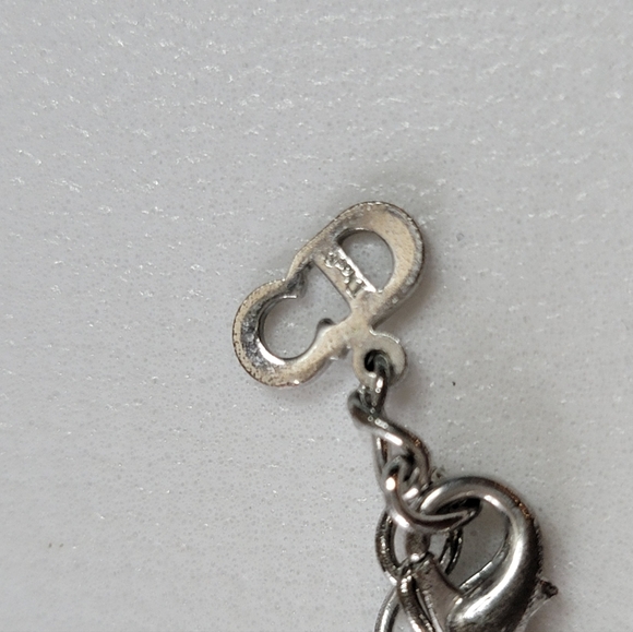 CHRISTIAN DIOR Cube CD Logo Rhinestone Silver Tone Pendant Necklace - Picture 7 of 7